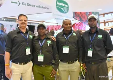 At the booth of Amiran Pradeep Kumar, Anthony Musyimo, Eric Ojode and Jacob Juma promoted their fertilizers, irrigation and greenhouse solutions.